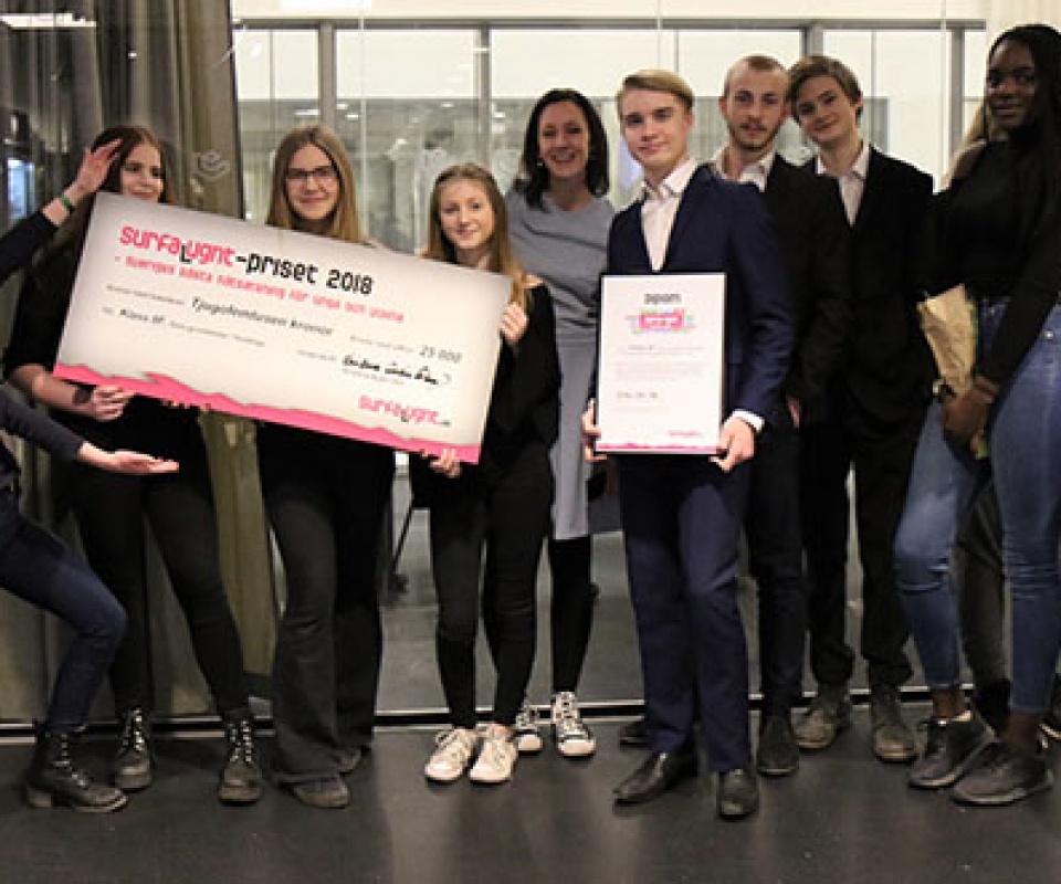 Vinnare av Surfa Lugnt-priset 2018: Klass 8F i Huddinge