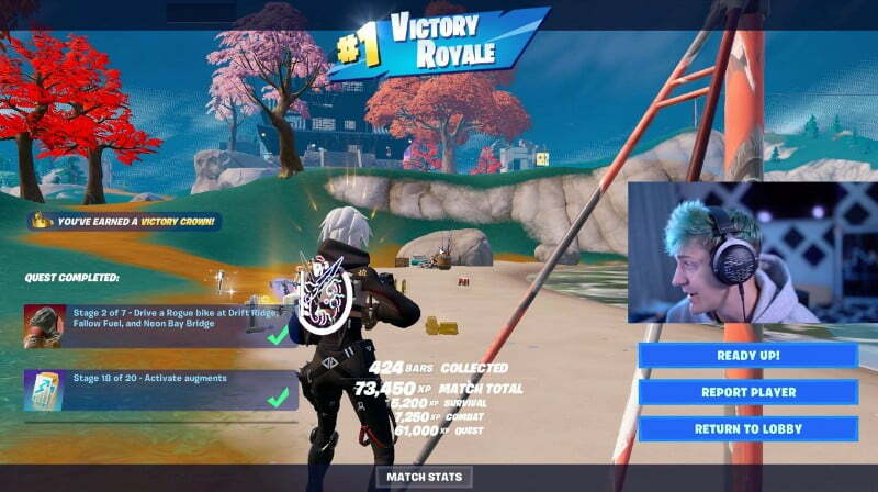 Skärmdump från Twitch. Streamern Ninja spelar Fortnite.